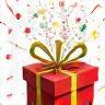 Illustration of a prize box with confetti