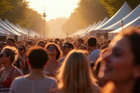 Crowd enjoying an outdoor cultural event or festival