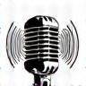 Illustration representing a microphone and sound waves for live radio
