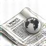 Illustration of a newspaper and a globe, symbolizing news coverage